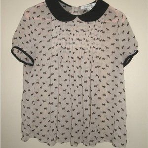 Adorable Scottie Dog Blouse Forever 21 Buttons Down Back